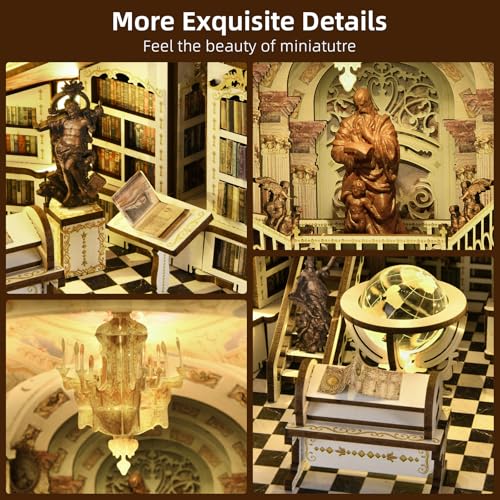 DIY Book Nook Kit, Library of Gods Max Miniature Dollhouse Kit with LED - color: Library of Gods Max