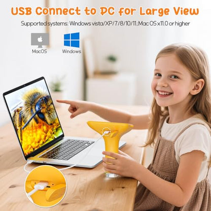 SKYBASIC Digital Microscope for Kids, 3" Screen 1000X Handheld Microscope HD Pocket Portable Microscopes Camera, Science Edu Fun Birthday Gifts Toys for Ages 4-12 Children Students Boys Girls -Yellow - color: 3"-Yellow