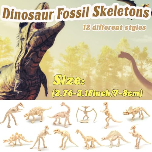60 Pack Dinosaur Fossil Skeletons,Plastic Figures Dino Bones