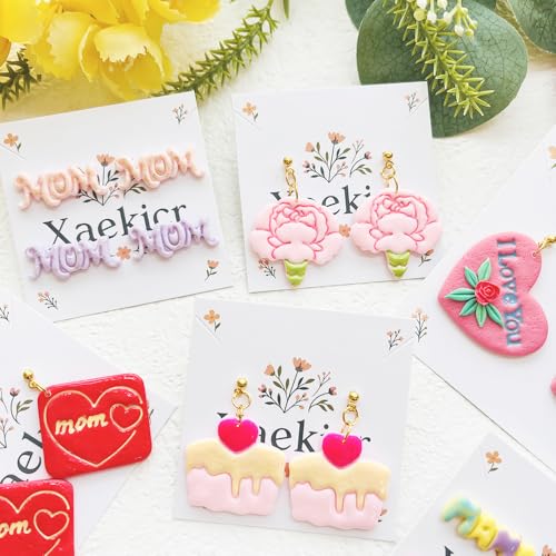 Mother’s Day Polymer Clay Cutters & Stamps Set - 10pcs Sharp & Durable Mom, MAMA, LOVE, Puzzle Heart, Envelope & Cake Shapes for DIY Earring Jewelry Making, Soft Clay Crafts & Holiday Supplies - color: 2L color