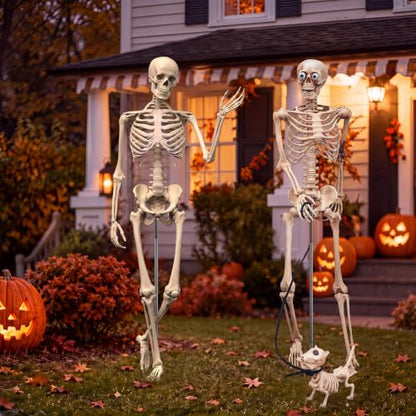 2Set Halloween Metal Skeleton Stand, Black, 9.84 Ft/ 3 M, Classic - color: Black, style: Classic