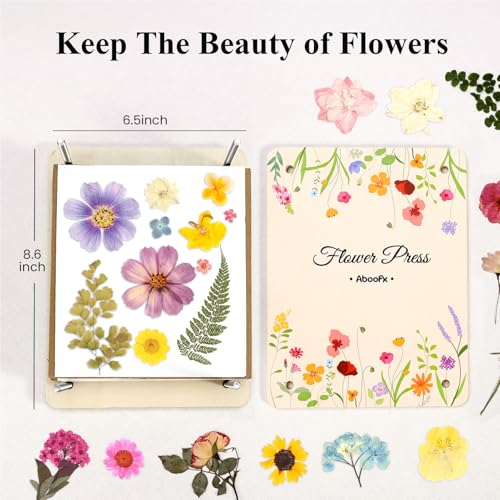 Aboofx Flower Press Kit, Craft Kits 8.6"x6.5" 8 Layers Wooden Flowers Pressing Kit for Crafts Pressed Flowers and Plant for DIY Art, Preservation for Bookmark Frame Wedding Flower Drying - size: 8.6" x 6.5" 8 Layers