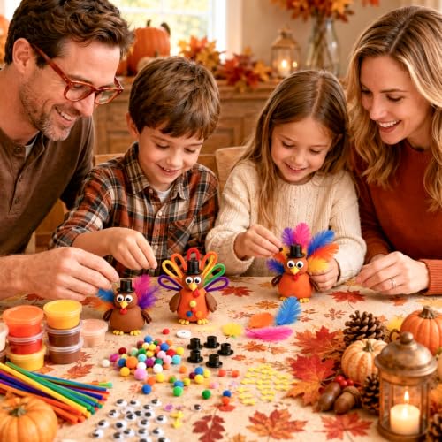 24 Packs Fall Thanksgiving Crafts for Kids DIY Turkey Air Dry Clay Kit