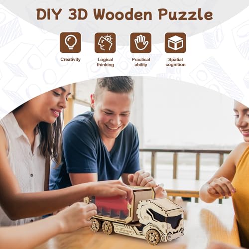 3D Wooden Puzzle for Adults, Mechanical Piggy Bank Car Puzzle, DIY Vehicle Model Building Kit Handicraft Wood Craft Hobbies Toy, Birthday for Hobbyist 14+ Family Women Men, 156 Pcs - style: Fuel Tanker (Piggy Bank Car)
