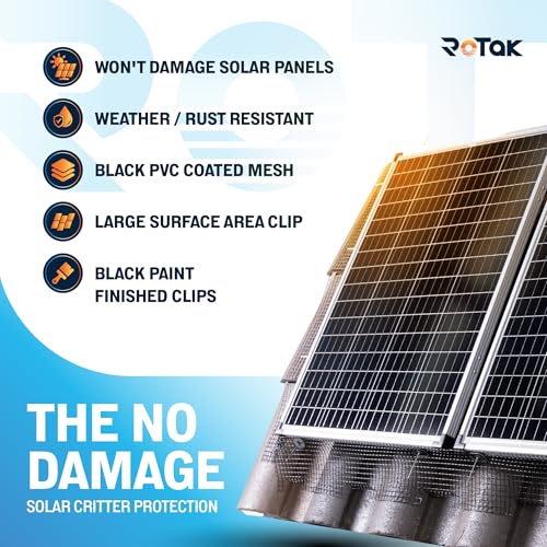 Rotak Critter Guard, 6"x100' Solar Panel Bird Prevention Roll Kit+100 Clips - size: 6" x 100' with 100 fastener clips