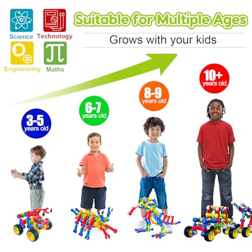 Qirptey Kids STEM Building Toys for 3 4 5 6 7 8+ Year Old Boy Birthday Gift - style: 186 PCS