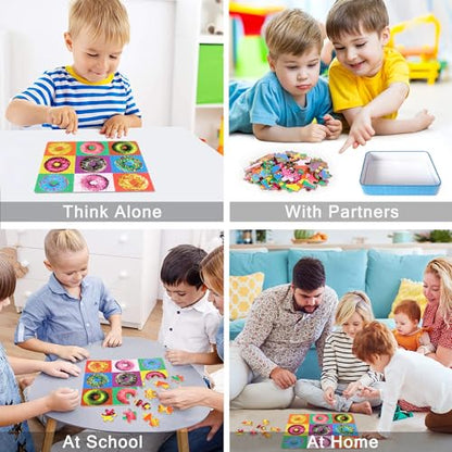 LELEMON Puzzles for Kids Ages 4-6, 60 Piece Puzzles for Kids in Metal Box - color: 9 Piece Donut