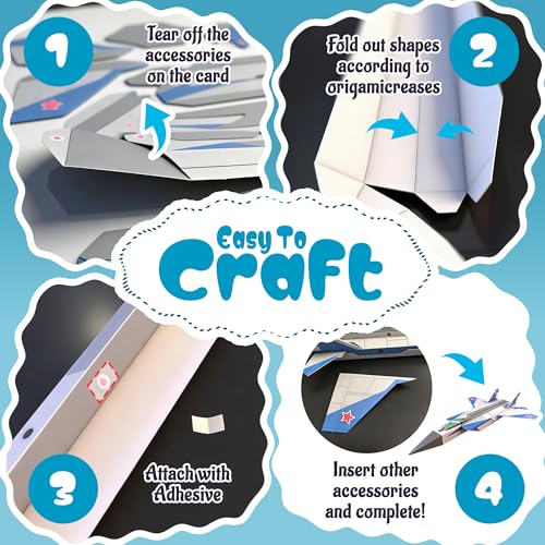 2 Themes in 1, 3D Paper Building Model, DIY Origami Kit for Kids Ages 8-12, Includes 16 Pre-cut, Easy-to-Assemble Aircraft & Weapon 3D Paper Building Models, Airplane Origami Kit for Kids Ages 8-12 - style: 2 Themes in 1