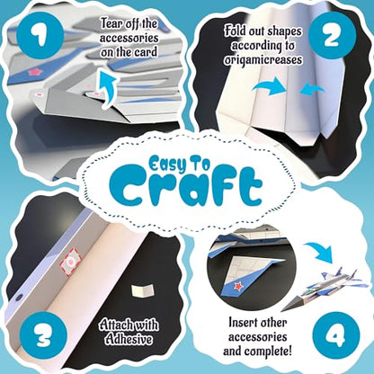 Nightingale Villa 3D Paper Building Model, DIY Origami Kit for Kids Ages 8-12, Includes 8 Pre-Cut, Easy-to-Assemble Aircraft 3D Paper Building Models, Airplane Origami Kit for Kids Ages 8-12 - style: Aircraft