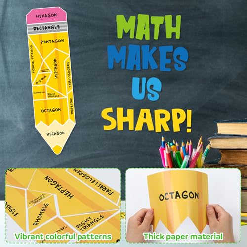 Mooliwe 32 Pcs Math Bulletin Board Pencil Cutouts Classroom Decor