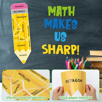 Mooliwe 32 Pcs Math Bulletin Board Pencil Cutouts Classroom Decor