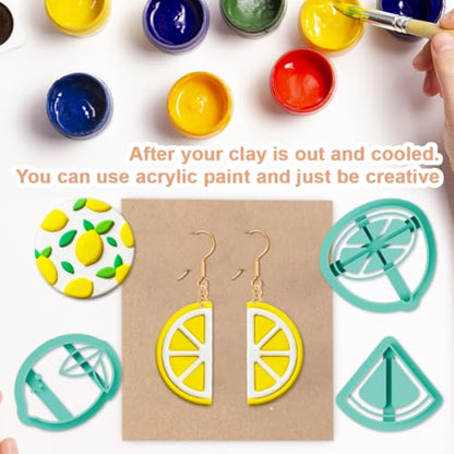 19Pcs Lemon Polymer Clay Cutters Fruit Flower Polymer Cutter for Clay Earrings Making Festival Jewelry DIY - color: Lemon