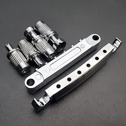 MAXCHEER A Set of String Saddle Tune-O-Matic Bridge & Tailpiece For GB LP Style Electric Guitar (Chrome) - color: Chrome