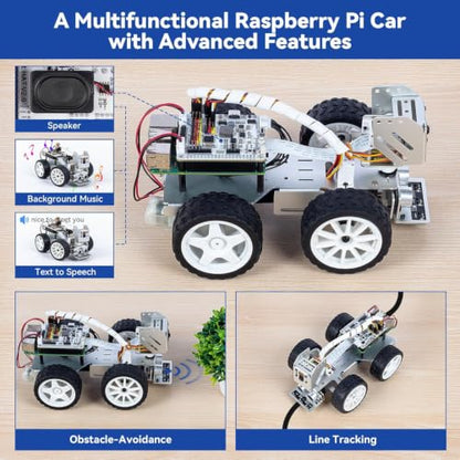SunFounder Picar-X AI Robot Smart Car Kit for Raspberry Pi 5/4/3B+/Zero 2w, Openclaw LLMs ChatGPT/Gemini/Grok, Voice&Video Recognition, Python, Scratch, Camera (RPI NOT Included) - color: Picarx