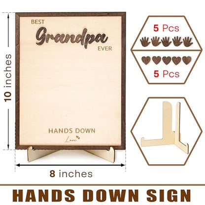 Best Grandpa Gifts 2026, Personalized Wooden Handprint Plaque Craft from Grandkids, DIY Keepsake Family Decor Sign, Meaningful Birthday Christmas Fathers Day Grandpa Gift from Kids Grandchildren - color: Grandpa