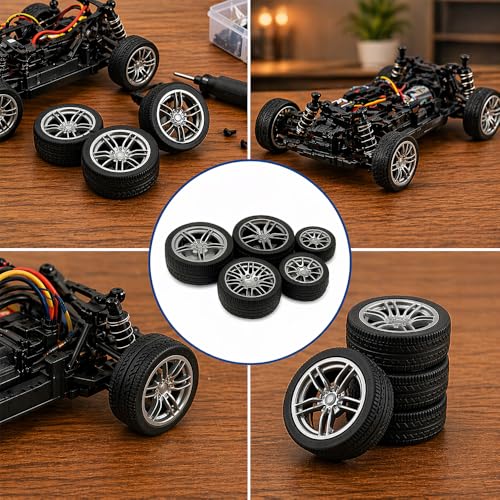 10PCS Toy Car Wheels 25mm Rubber Tire Wheels with Metal Shaft for RC Car Truck DIY Model Toy Wheel Replacement Accessories (2.5x25mm) - style: 2.5x25mm