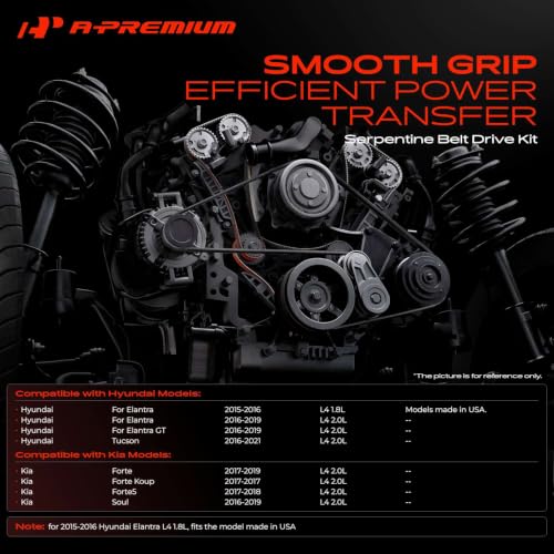 A-Premium Engine Serpentine Belt Drive Kit Compatible with Hyundai, Kia