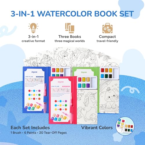 JoyCat 3 Pack Pocket Paint with Water Coloring Books for Kids - style: 3 Pack - Magical Pony & Ocean Princess & Animals