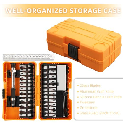 30pcs Craft Knife, Precision Cutter Hobby Knife Blades Set for Art Work, Scrapbooking, Stencil, Architecture Modeling, Wood Leather Working