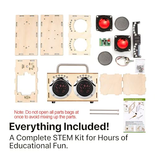 STEM Projects Kit for Kids & Adults Build Your Own Portable Wood Bluetooth Speaker Science Experiment Electronics Kit for Boys & Girls Ages 8-12 9 10 14 16-Chrome Back‑to‑School Birthday Gift - color: Chrome