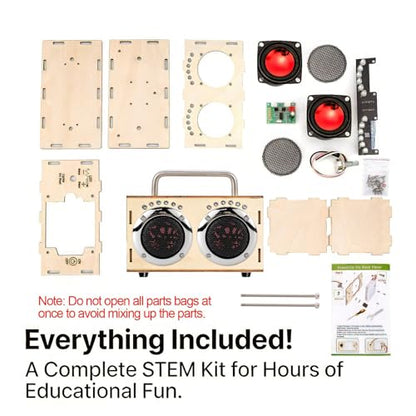 STEM Projects Kit for Kids & Adults Build Your Own Portable Wood Bluetooth Speaker Science Experiment Electronics Kit for Boys & Girls Ages 8-12 9 10 14 16-Chrome Back‑to‑School Birthday Gift - color: Chrome