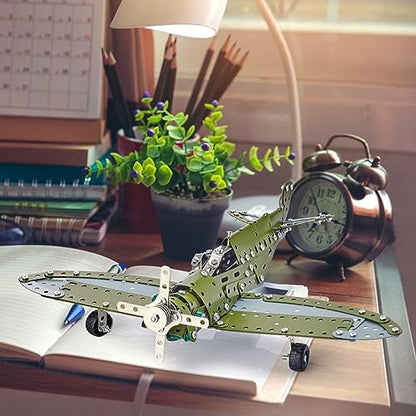 STEM Projects for Kids Ages 8-12 12-16, 258 Pieces Erector Sets Airplane Model kit, Model Aircraft Metal Building Toys Birthday for 10-14 Year Old and Up Boys Girls Adults - style: Model Airplane