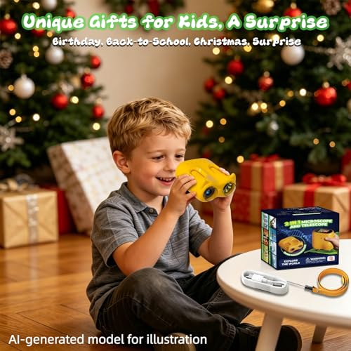 2 in 1 Kids Microscope and Telescope, STEM Educational Toy, Orange - color: Orange