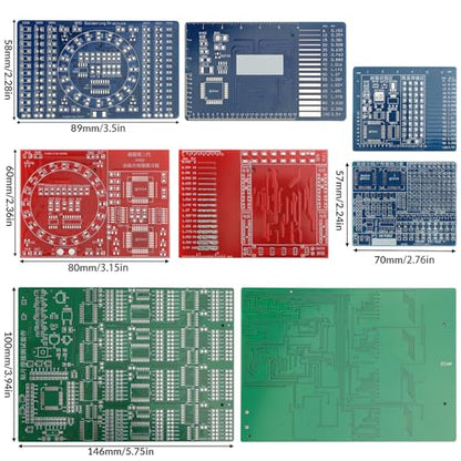 SMD/SMT Soldering Practice Kit for Beginners, 4 PCB Training Boards (Blue/Red/Green + Small Blue), Covers 1206/0805/0603/0402, 60W Soldering Iron, 2 Battery Boxes, Instructions, Complete Components - color: 60w Iron Kit With 4 Boards