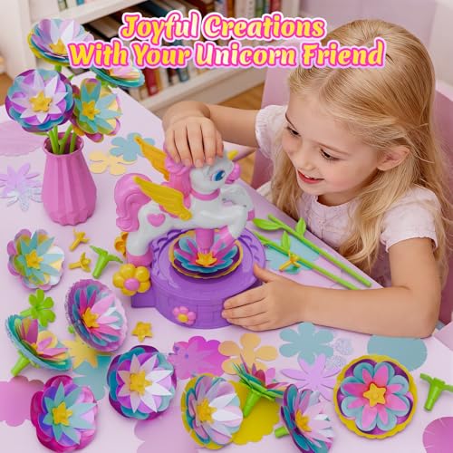 Zmpolir Craft Kits, Push-to-Create Bouquet Maker, Unicorn Toys for Girl Age 3-12, Fabric Bouquet Toys, Kids DIY Arts and Crafts Kit, Creative Birthday Gifts for 3 4 5 6 7 8 9 10 11 12 Year Old Girls