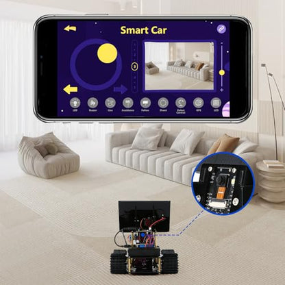 5-In-1 ESP32 Smart Camera Solar Robot Tank Car Kit, STEM Toy Robotics Kit for Kids Age 8-16 Boy, APP & Remote Control 4WD Car with 3MP Camera, Arduino Educational Science Coding Kit Gift for 12+ Teens - color: Black