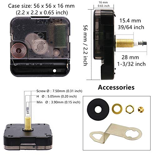 Youngtown High Torque 1-3/32" Long Shaft Clock Movement Kit 12" Black Hands - color: Black, size: 1-3/32 inch Total shaft length
