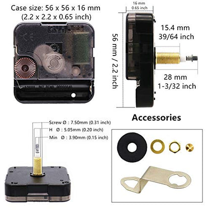 Youngtown High Torque 1-3/32" Long Shaft Clock Movement Kit 12" Black Hands - color: Black, size: 1-3/32 inch Total shaft length