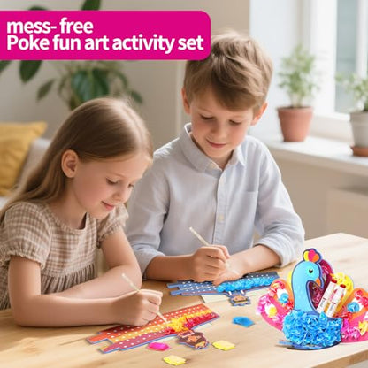 HENUIE Princess Poke Art Kit, Easy-to-Use Fun & Creative Mess-Free 3D Craft, 7 Stand-Up Figures, Pretend Play & Display, Educational Gift for Girls & Boys Ages 4–9 - style: Princess