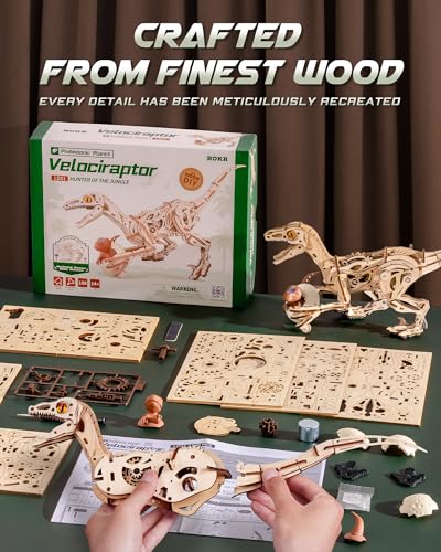 ROKR 3D Wooden Puzzles for Adults,Velociraptor Model Kit,106Piece 3D Wooden Puzzles,Gift for Adults and Teens