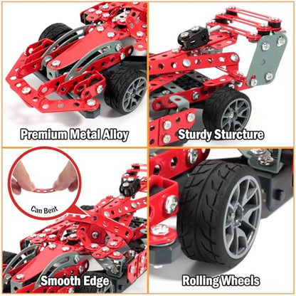 STEM Assembled Model Car Kit Building Toy, 289 Pieces STEM Toys for Age 8-13, Metal Model Kit Gifts for Teenage Boys & Girls 8+ - style: Car