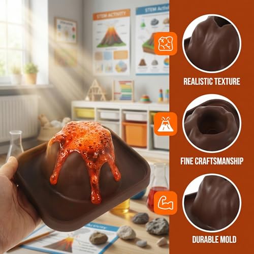 Toddmomy 5Pcs Volcanic Model Volcano Science Kit Eruption Toy DIY Demonstration Props Educational STEM Craft Kits for Classroom Homeschool Science Fair Projects - size: 15.00X12.00X6.50CM