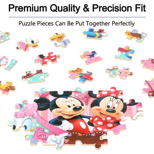 Puzzles for Kids Ages 4-6, 60 Piece Puzzles for Kids Ages 3-5 in Metal Box - color: Pink