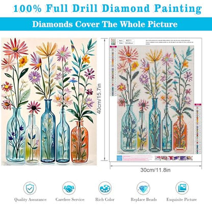 2 Pack Diamond Art Kits for Adults Flowers Diamond Painting Kit 12x16in - color: 2 Pack Flowers, size: 11.8 x 15.7 inches