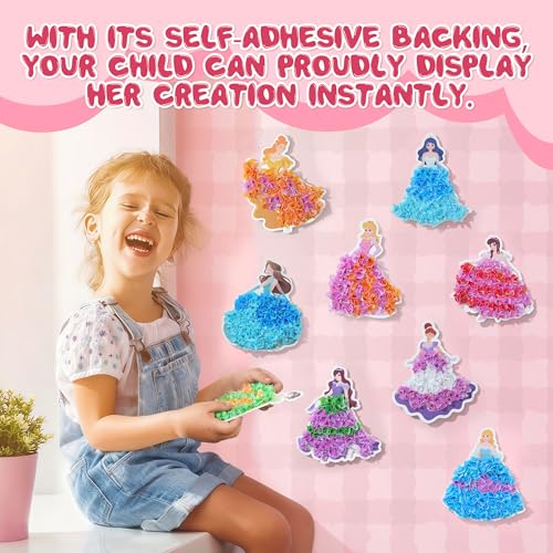 Poke Art Kit for Girls Ages 4-8 | Princess Theme DIY Craft Kit | Mess-Free Fabric Puncture Painting | Creative Activity Gift for 6-12 Year Old Girls | Birthday Party Art Set - color: Magic Princess