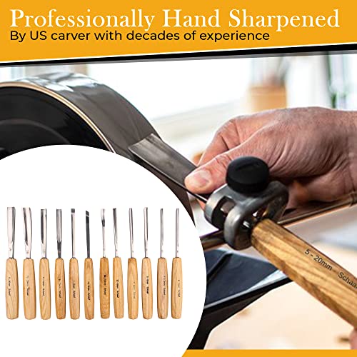 Schaaf Wood Carving Tools 12-pc Wood Chisel Set with Gouges, Hand Sharpened - color: Professionally Sharpened 12 Piece Set