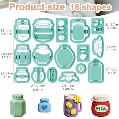 16Pcs Jar Polymer Clay Cutters Bottle Clay Earrings Cutters Pear Apple Polymer Jewelry Cutter for Earrings Making Party Festival DIY Supplies - color: Can