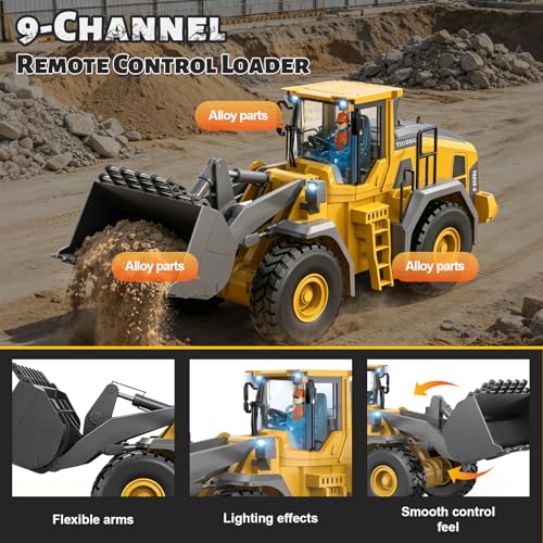 Remote Control Loader, 9-Channel Loader Toy with Metal Shovel, 2.4Ghz Remote Control Engineering Vehicle, Ideal Gift for Boys Aged 6-11 - color: Loader Truck
