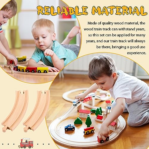 Liliful 8 Pcs Curved Wood Train Track, 6.3 x 1.57 x 0.63 Inch, Curved - size: 6.30 x 1.57 x 0.63 inches, style: Curved