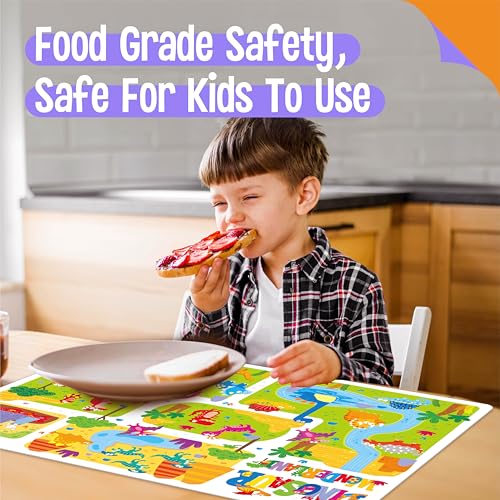 6 Pack Placemats for Kids, Non-Slip Washable, Reusable Animals, Alphabet, Dinosaur, Universe, Ocean Themed Educational Placemats for Home, Kindergarten, Classroom, Nursery - style: Style-C