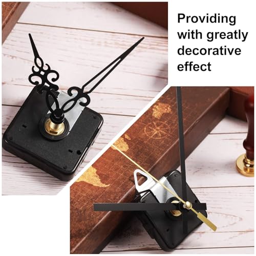 Outus 4 Pieces Quartz Clock Movement Mechanism Non Ticking DIY Mechanism with 6 Clock Hands Sets for Repair Parts Replacement(0.9 Inch/ 22 mm,Gold, Black) - size: 22 mm
