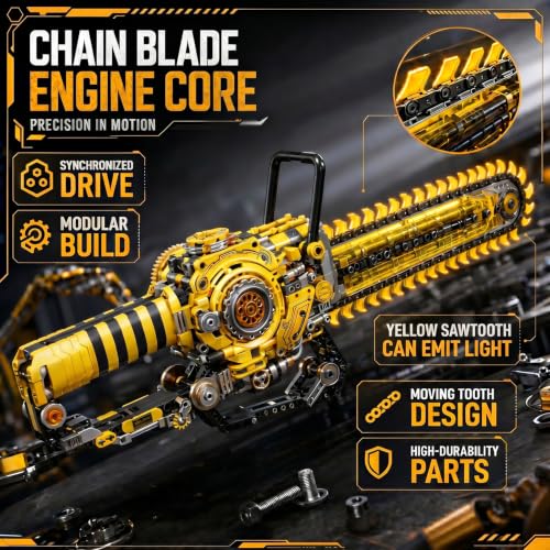 Motorized Chainsaw Building Kit 1096 Pcs - color: Mechanical Chainsaw With Motor