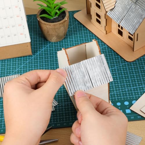 Artibetter Miniature Roof Tiles 16Pcs 1/35 Corrugated Scale Model Building Materials for Dollhouse Accessories and Architectural Scene Decoration DIY Projects