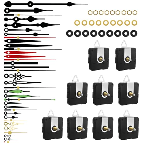 9PCS Clock Mechanism Kit, Quartz Clock Movement Replacement - size: 9PCS + 12 Pairs