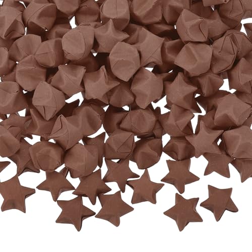 MECCANIXITY 300 Pcs Paper Stars Pre-made Origami Lucky Wishing Star for Best Wish Christmas Party Wedding Valentine's Day Girl Friends Gift(Dark Brown) - color: Dark Brown