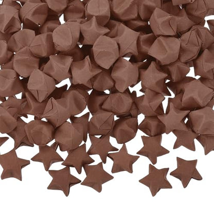 MECCANIXITY 300 Pcs Paper Stars Pre-made Origami Lucky Wishing Star for Best Wish Christmas Party Wedding Valentine's Day Girl Friends Gift(Dark Brown) - color: Dark Brown